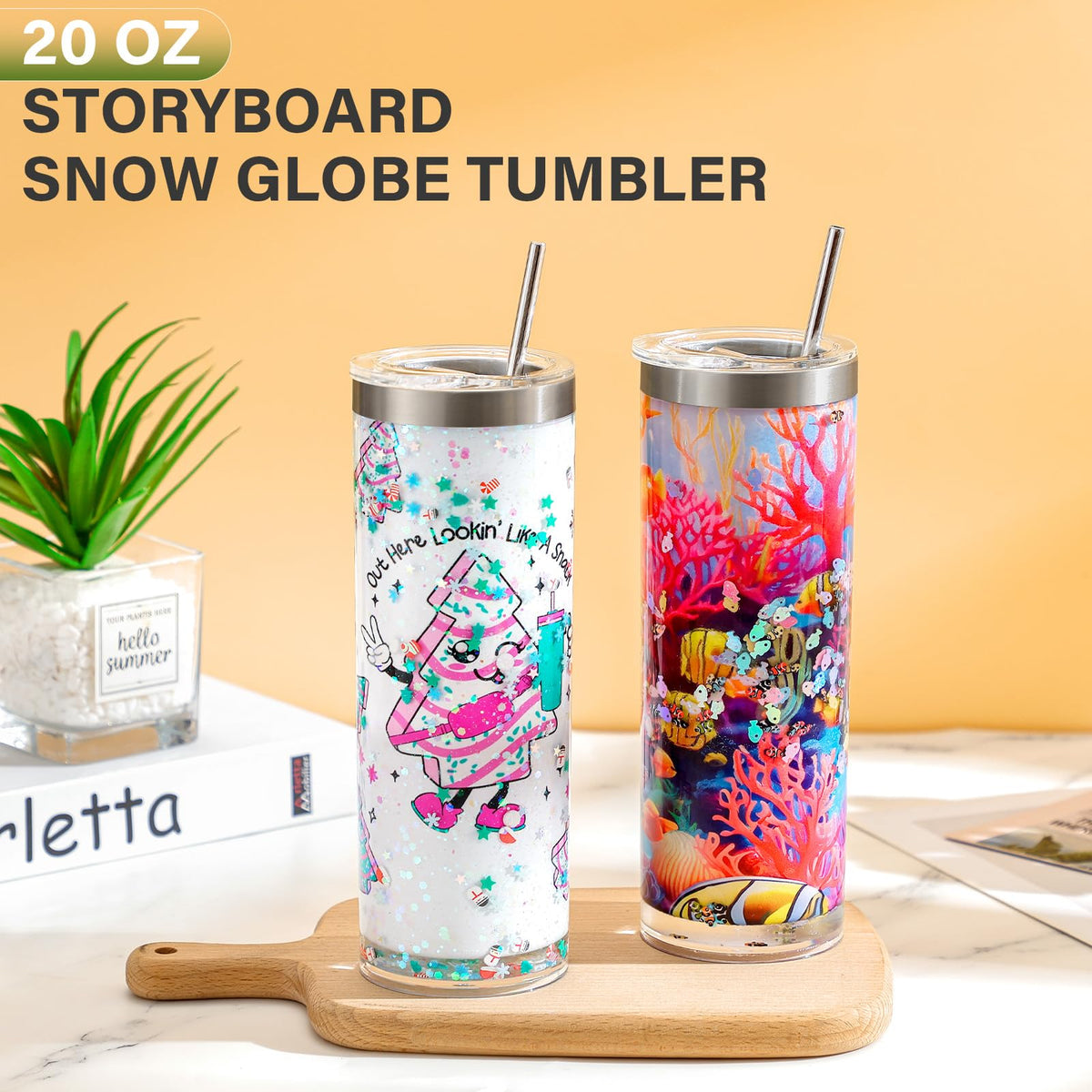 20 Oz Sublimation Snow Globe Tumbler Cup, 6 Pack C595589
