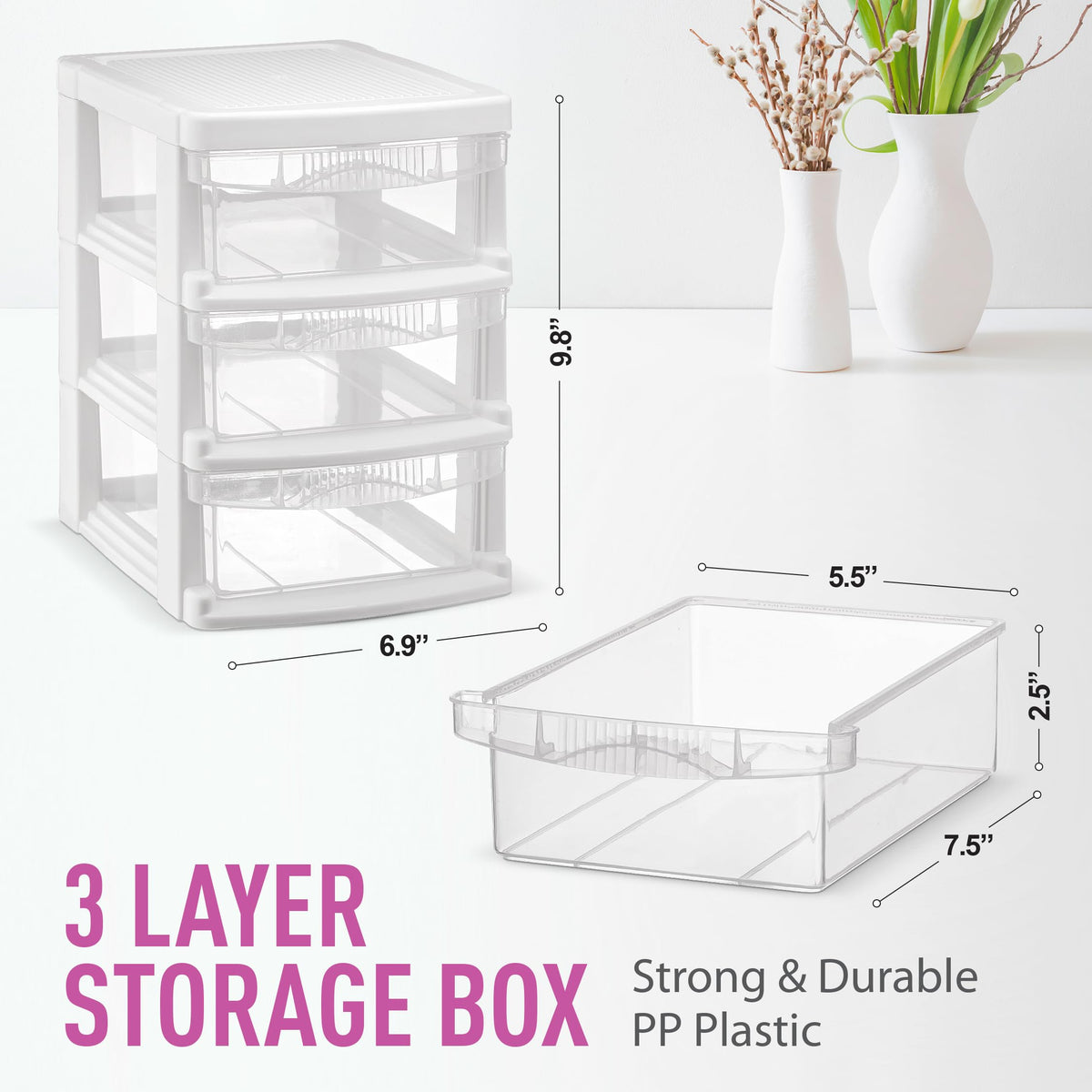 3 Drawer Plastic Storage Unit L84542