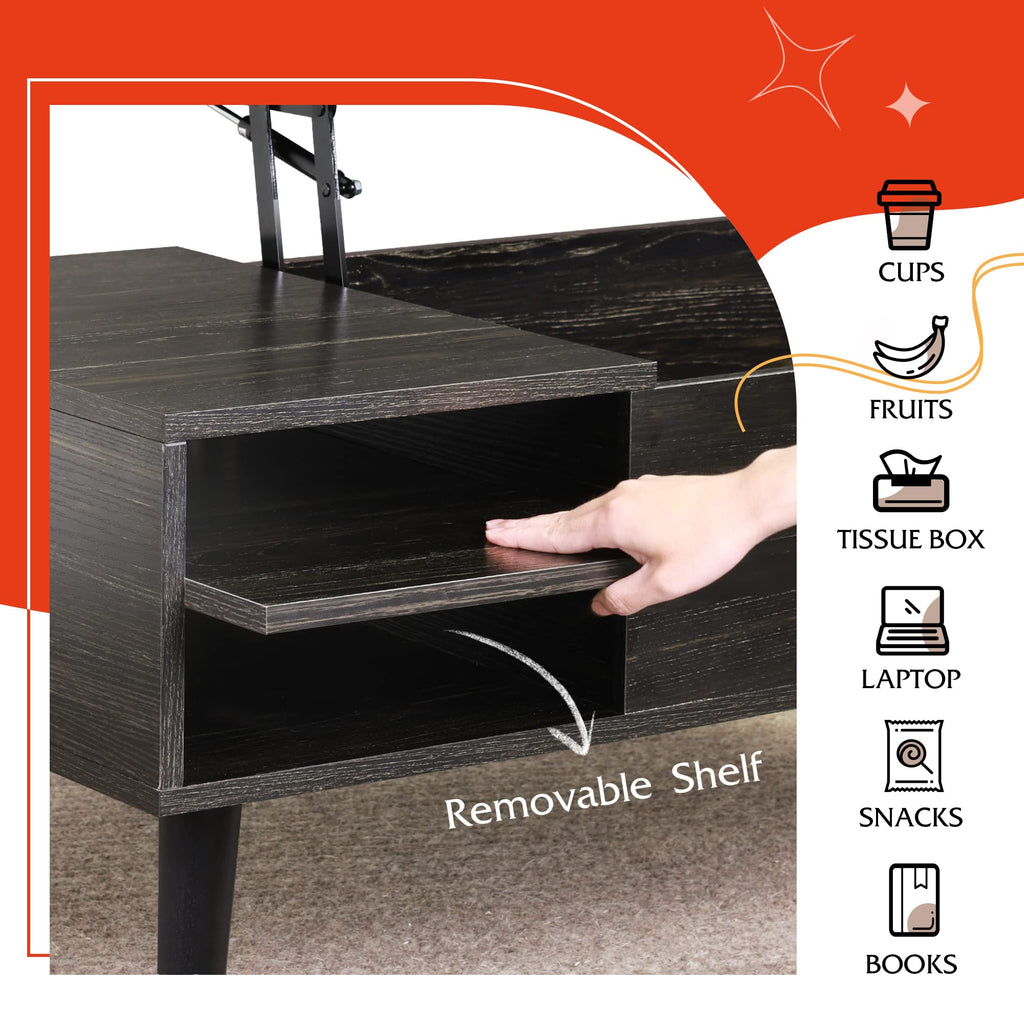 Lift Top Coffee Table with Hidden Storage, Black X5634