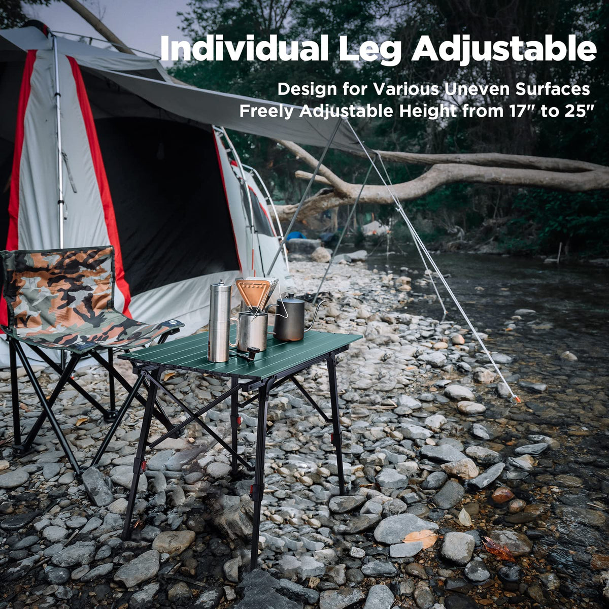 Portable Aluminum Camping Table with Adjustable Legs E848608