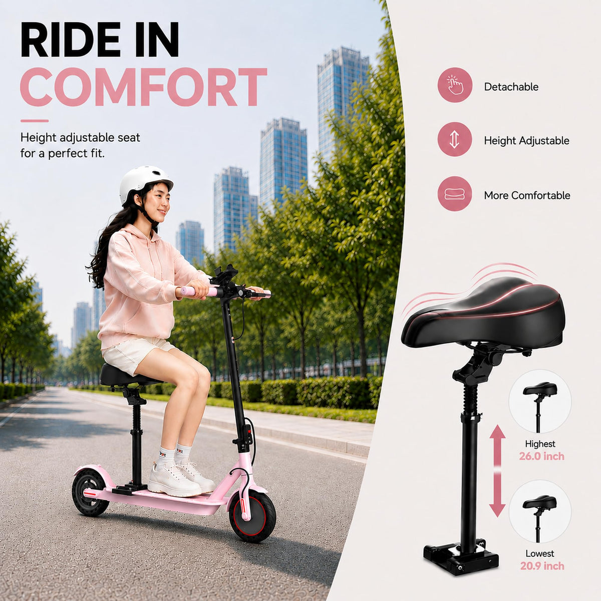 350W/500W Electric Scooter with Seat, Dual Suspension P995