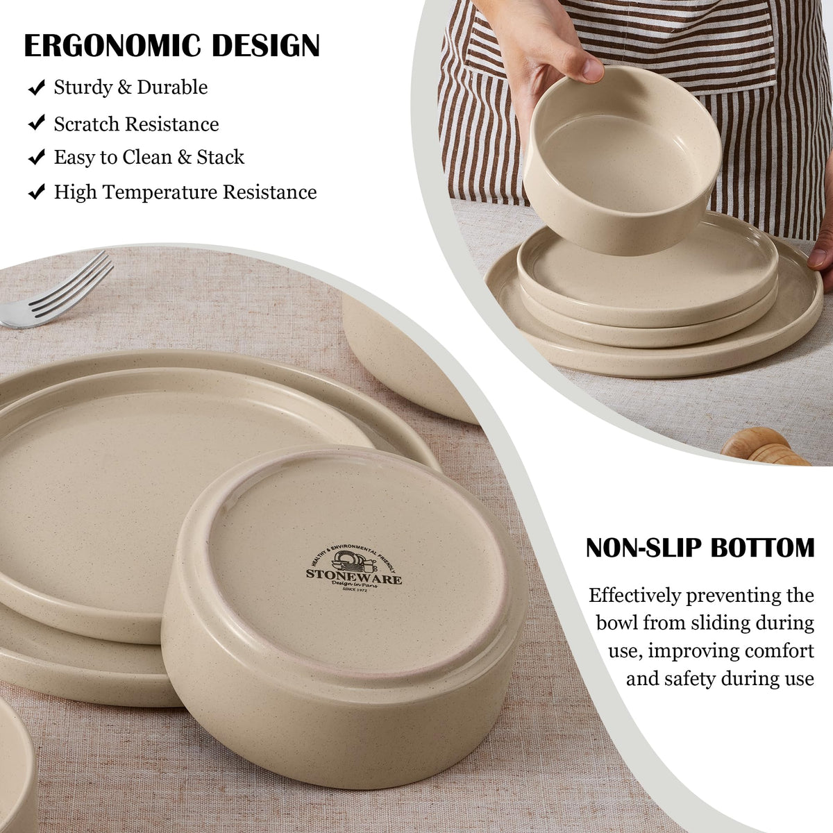 Stoneware Dinnerware Set with Pasta Bowls, Set of 4 R8551