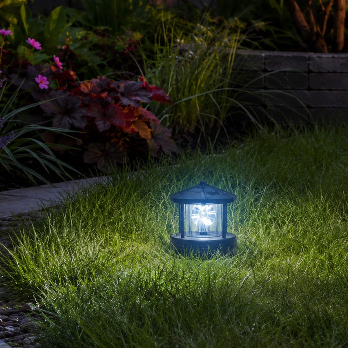 Solar Powered Rotatable LED Lighthouse X7893