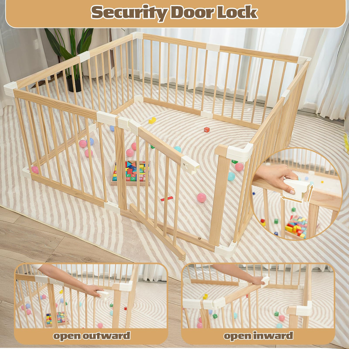Wooden Baby Playpen 53"x53" R746630