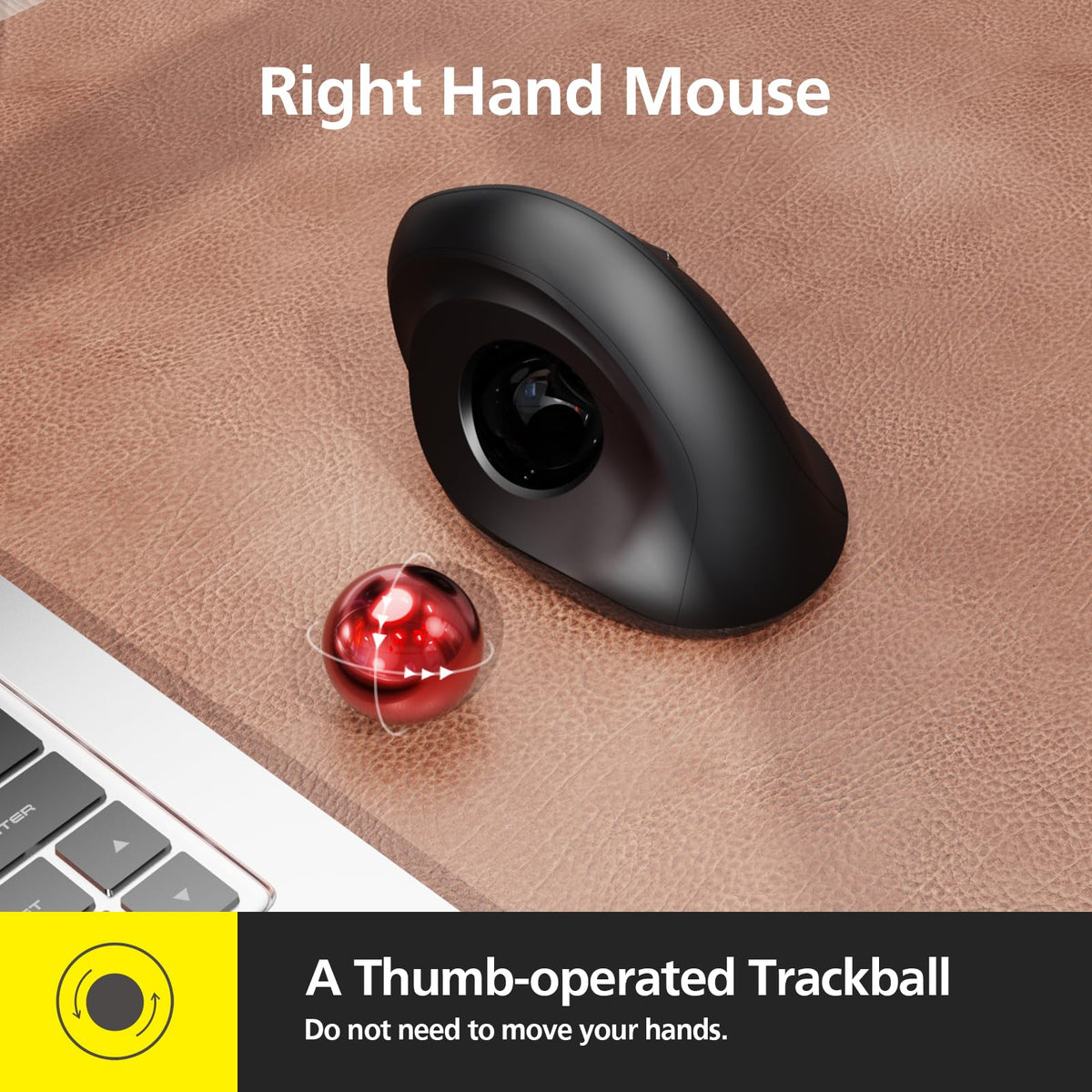 Wireless Ergonomic Trackball Mouse, 3 Adjustable DPI, Black G8101