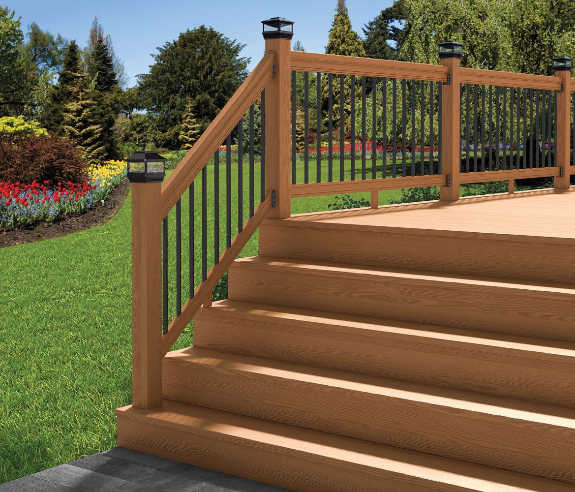 6 ft. Southern Yellow Pine Stair Rail Kit with Black Balusters M62144
