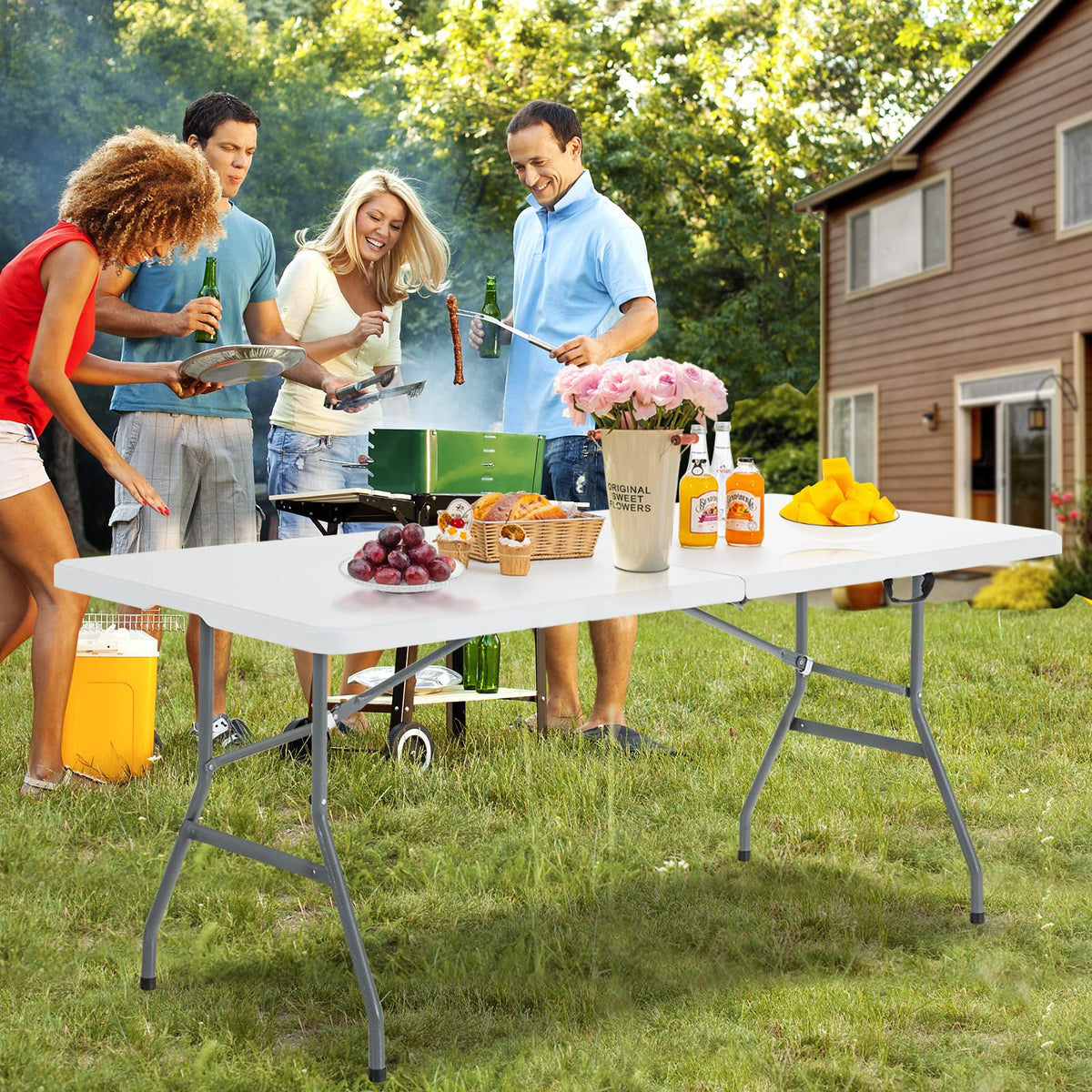 6FT Portable Folding Picnic Table with Handle Z19136