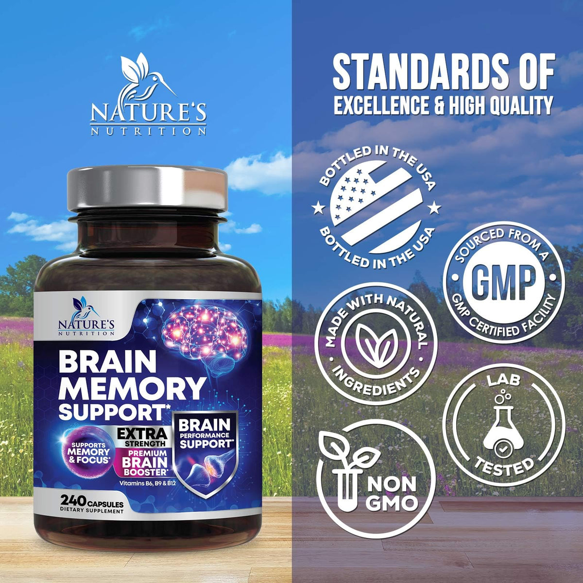 Brain Memory Supplement Pills 240 Capsules B81314