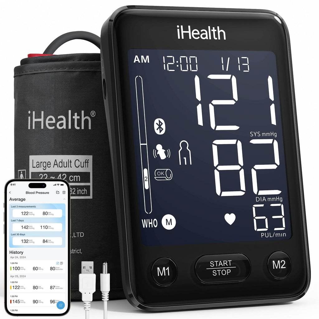 Bluetooth Upper Arm Blood Pressure Monitor with Large Cuff J496198