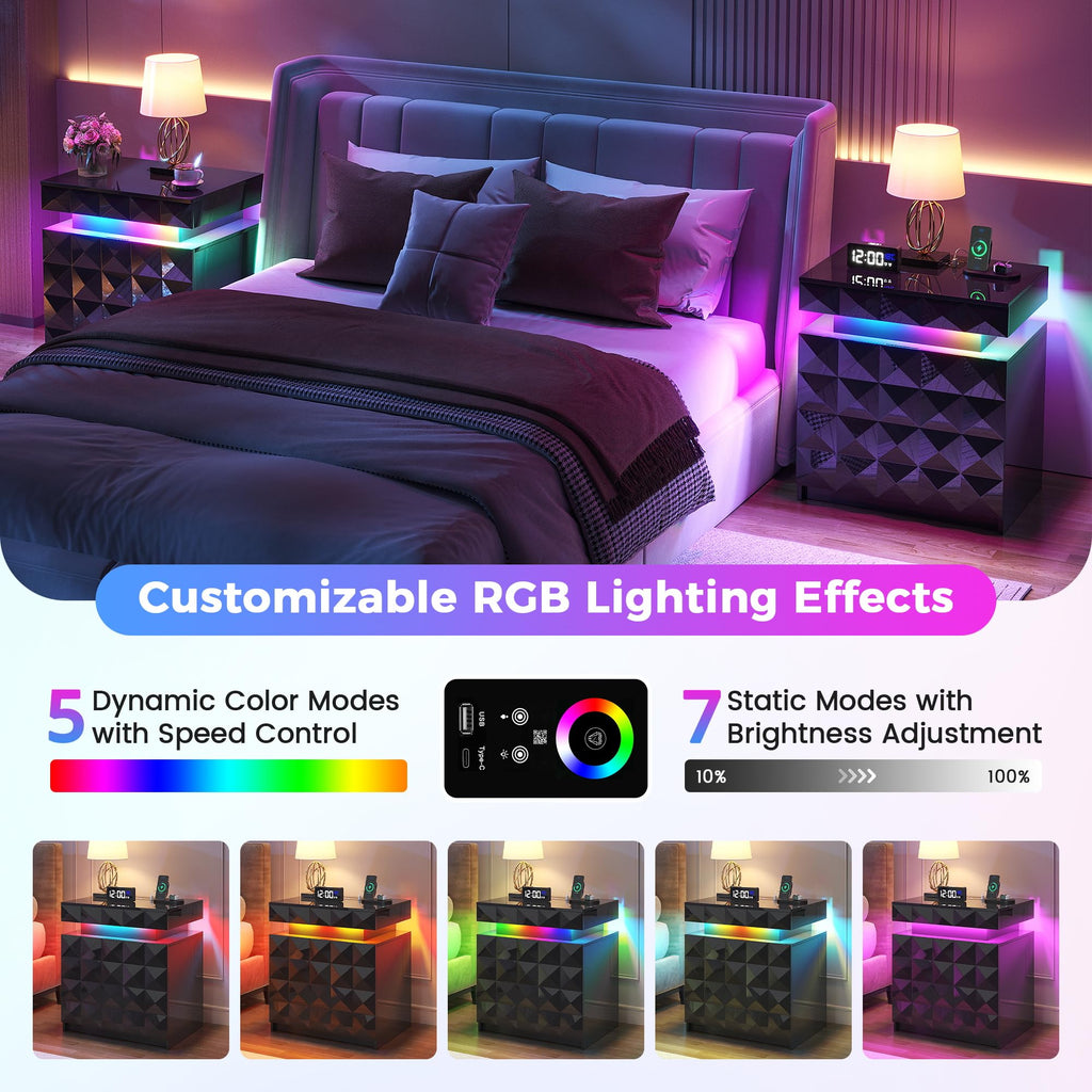 LED Night Stand with Charging Station J1725