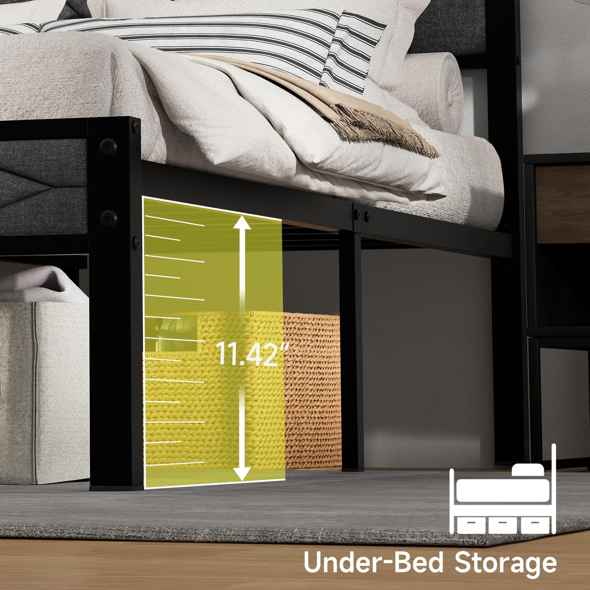 Full Size Upholstered Bed Frame Grey A34791