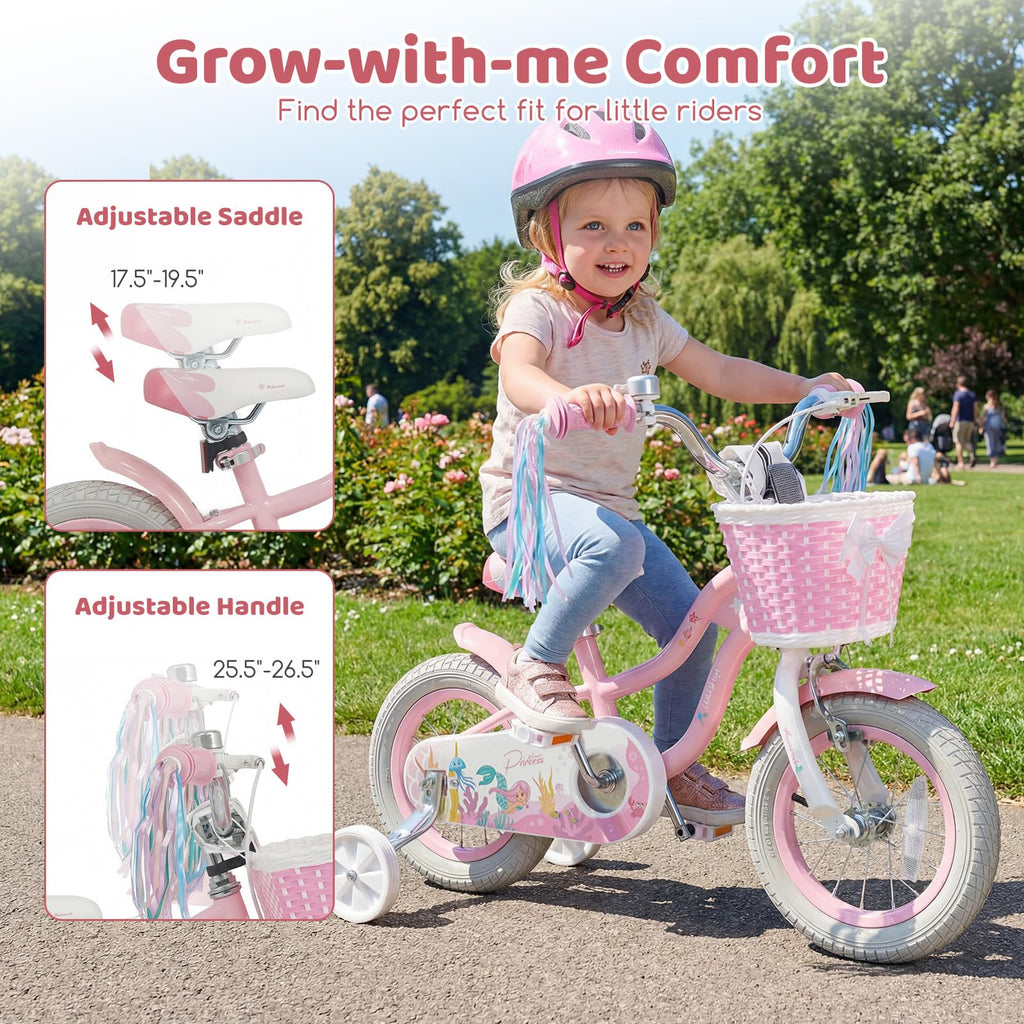 Kids Bike with Basket and Training Wheels B390