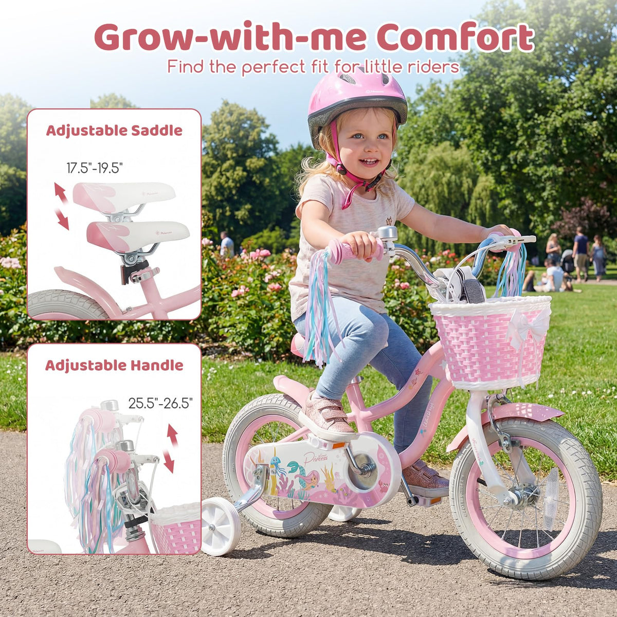Kids Bike with Basket and Training Wheels B390