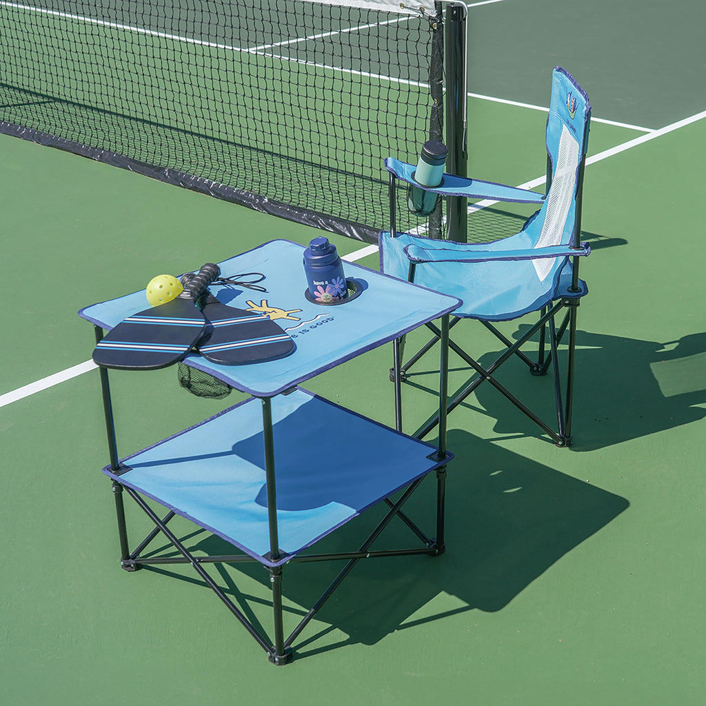 22” Square Compact Outdoor Folding Table with Cup Holders and Carry Bag M10591