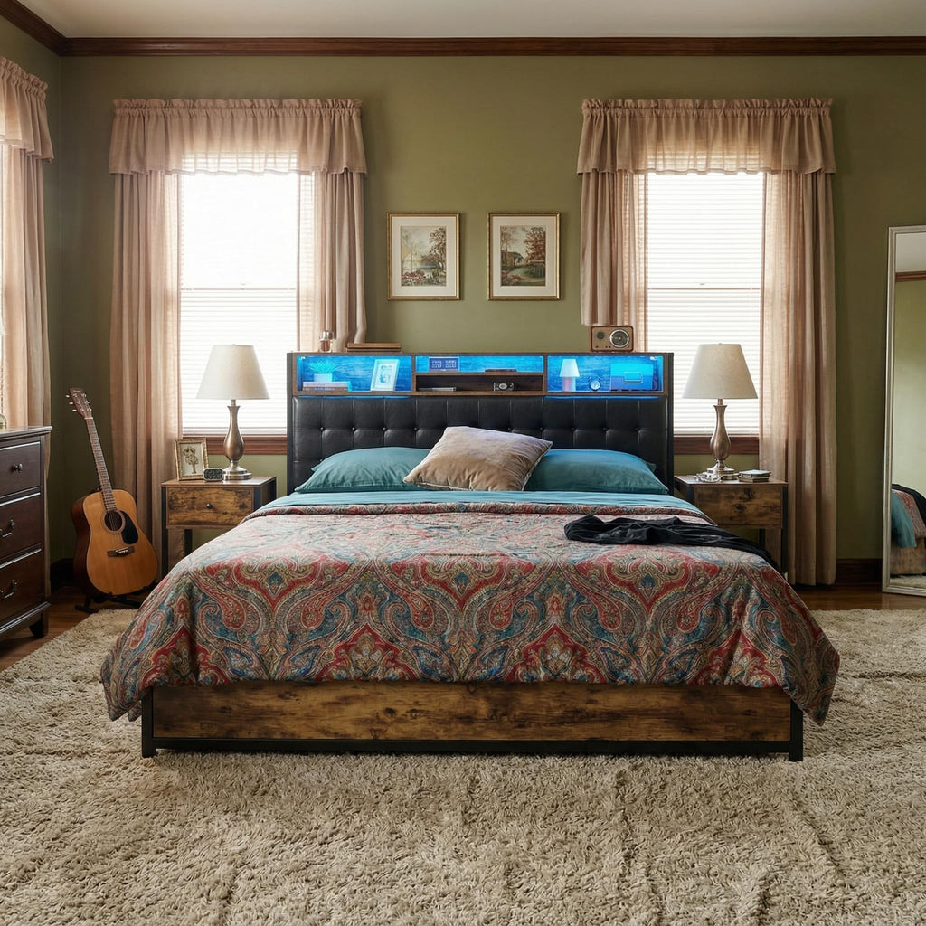King Bed Frame with 4 Drawers Y9724