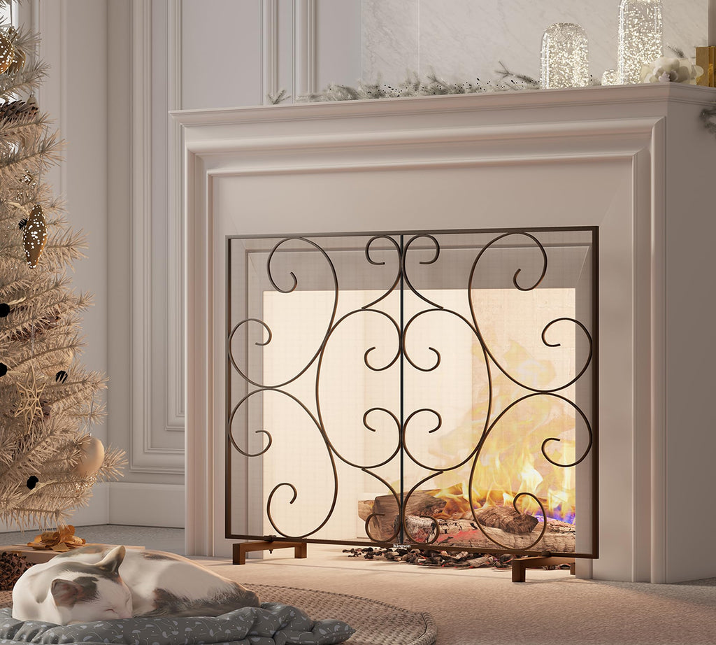 Handcrafted Metal Mesh Fireplace Screen L4197