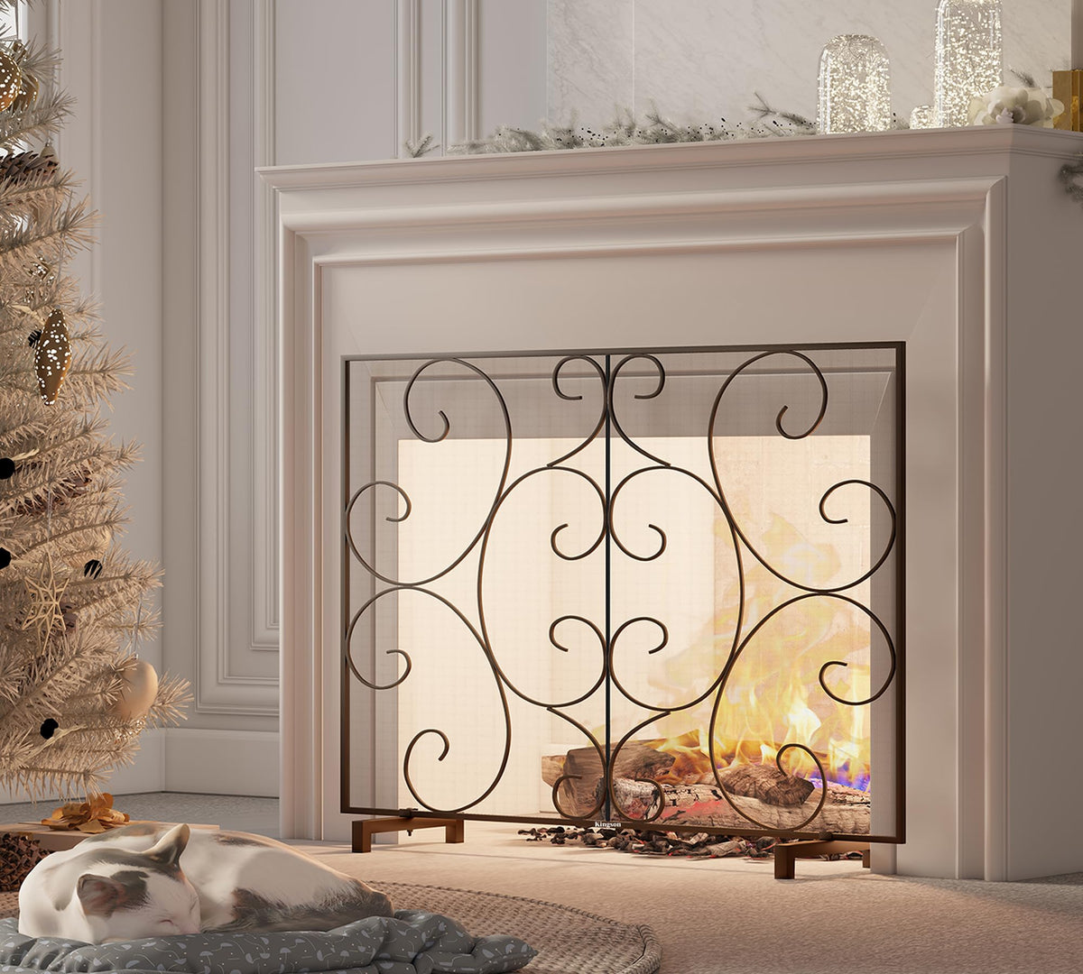 Handcrafted Metal Mesh Fireplace Screen L4197