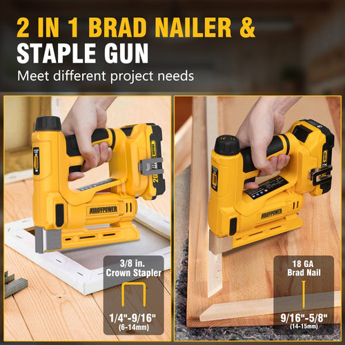 3/8'' Crown 18 Gauge 2 in 1 Cordless Brad Nailer/Electric Stapler with Battery & Charger V469
