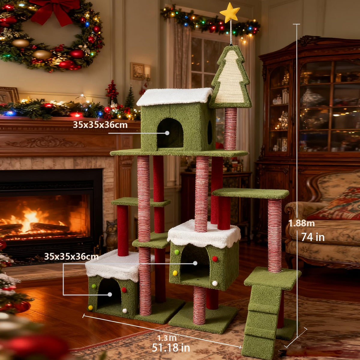 70 Inch Tall Multi Level Cat Tree with 2 Condos I924