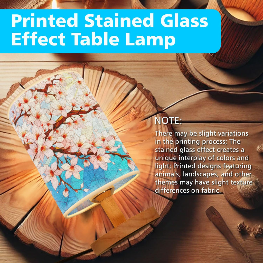 Cherry Blossom Table Lamp LED 3-Color Wood Base X35824