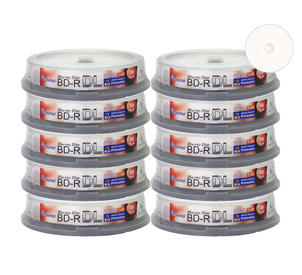 100-disc 50gb 6X Bd-r Dl White Inkjet Hub Printable Blank Disc E140