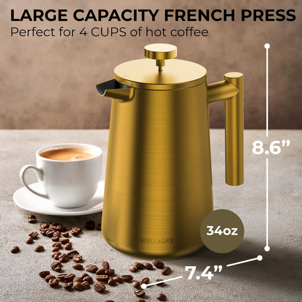 Stainless Steel Double Wall Insulated French Press 34 Oz K69920