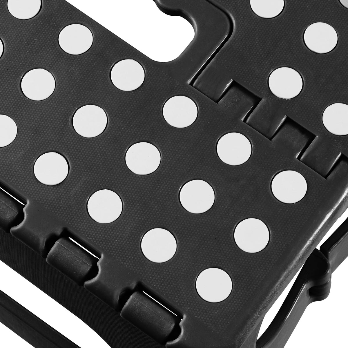 Black Set of 2 Folding Plastic Step Stool with Handle Q9164