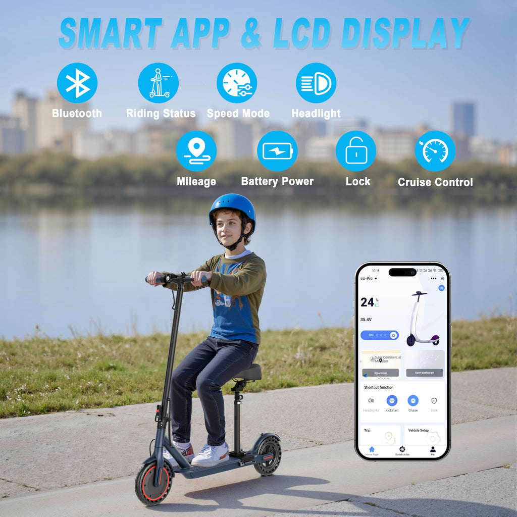Foldable Pink Electric Scooter with Seat J696402