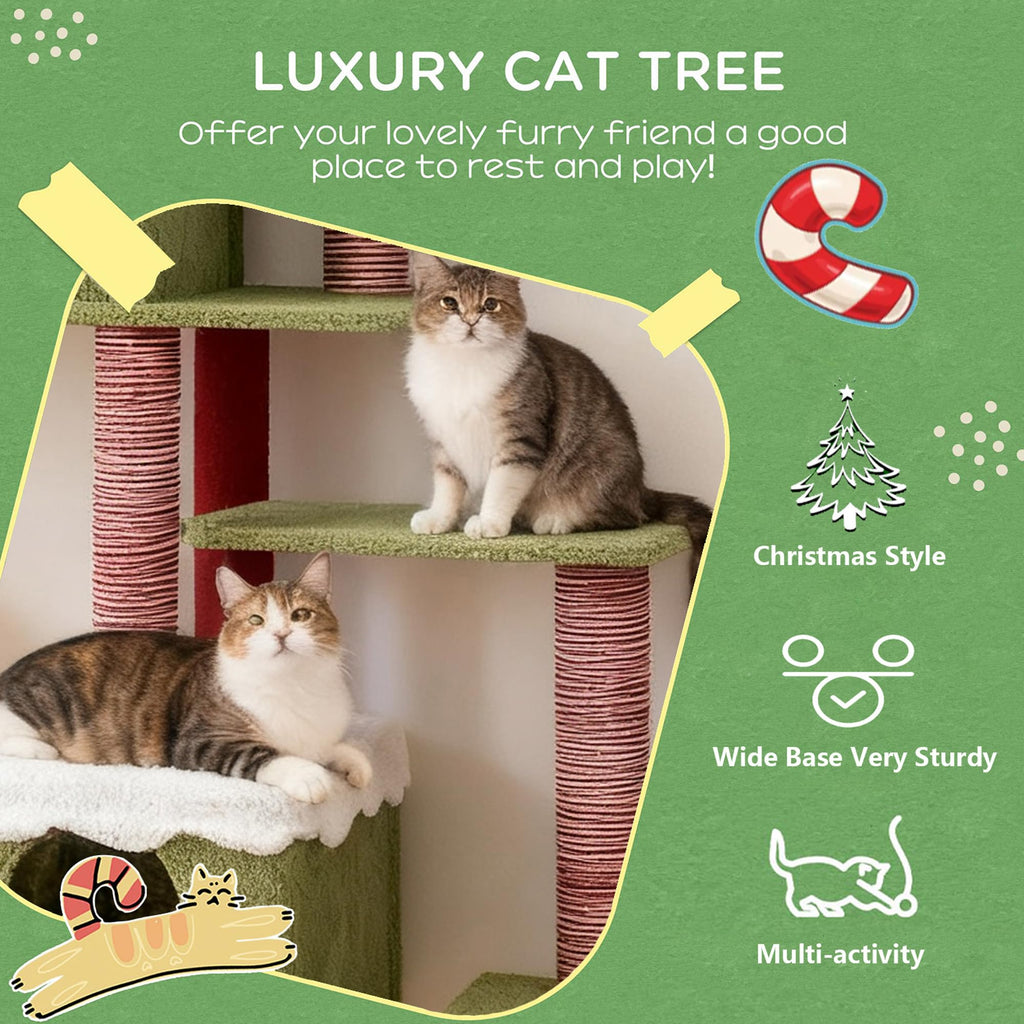 70 Inch Tall Multi Level Cat Tree with 2 Condos I924