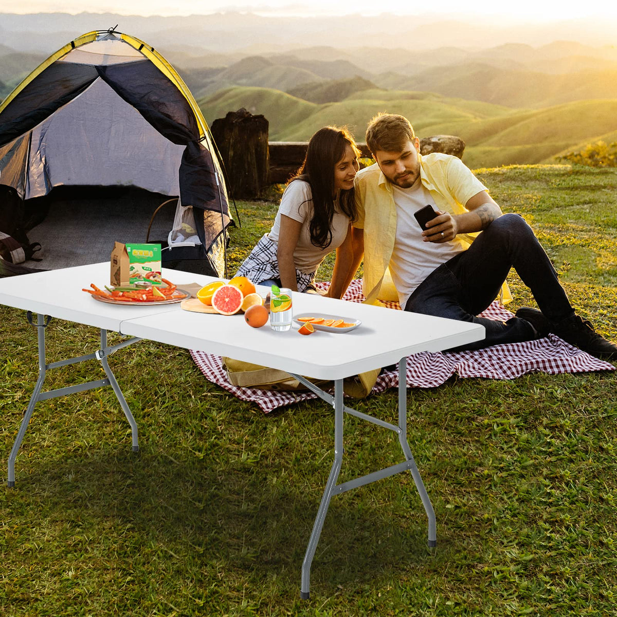 6FT Portable Folding Picnic Table with Handle Z19136