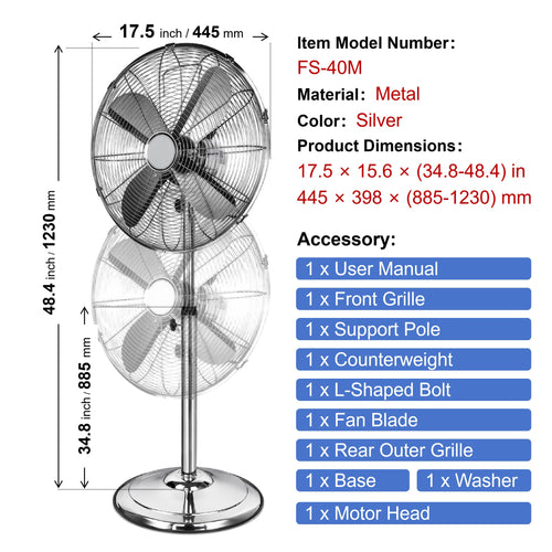 16 Inch 3-Speed Pedestal Fan T854