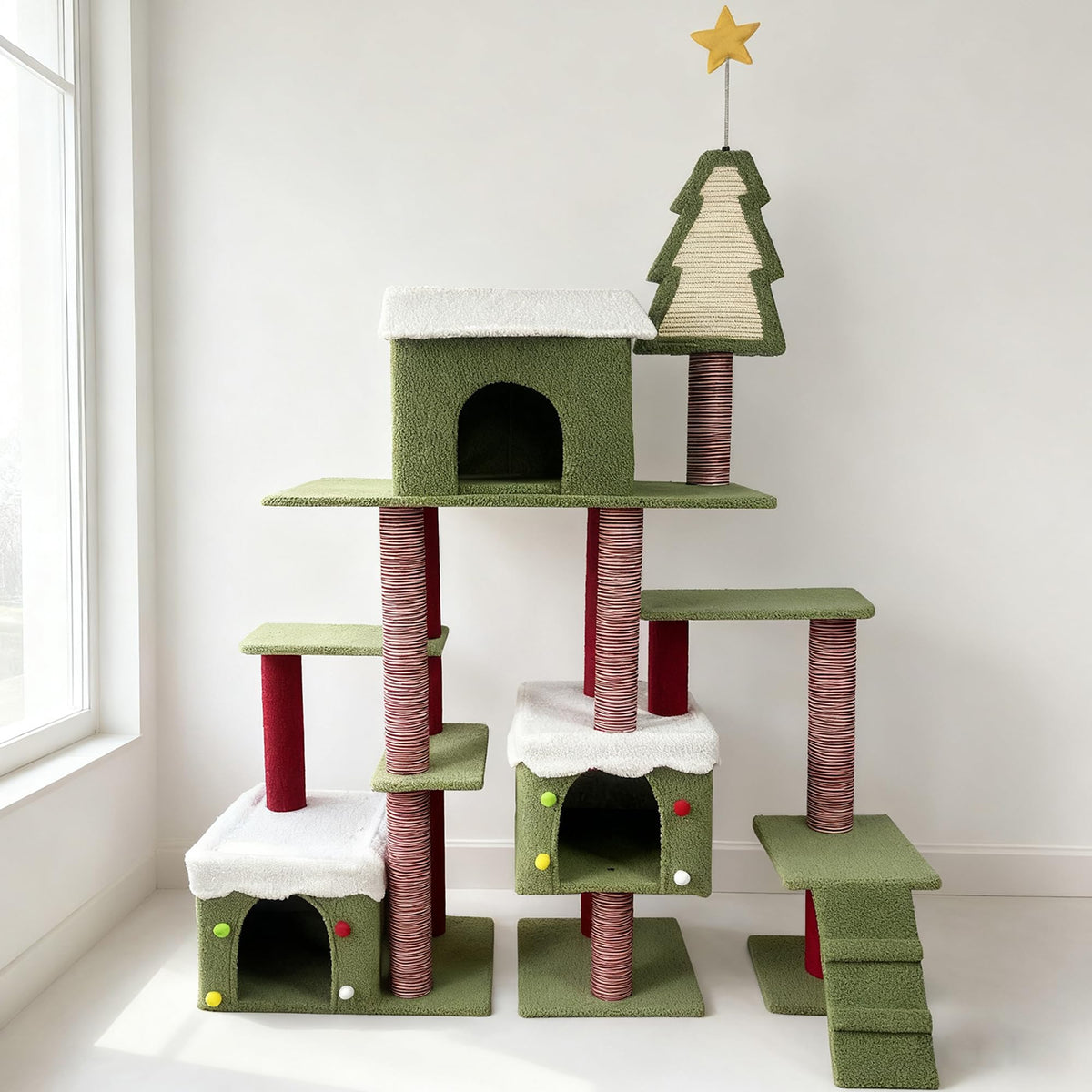 70 Inch Tall Multi Level Cat Tree with 2 Condos I924