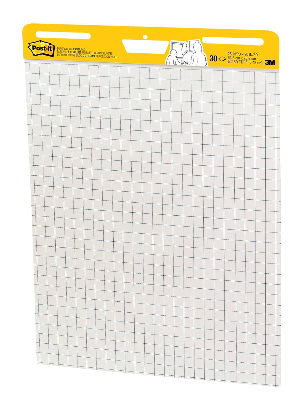 Super Sticky Easel Pad 25-Inch x 30-Inch White with Grid 30 Sheets/Pad M804934