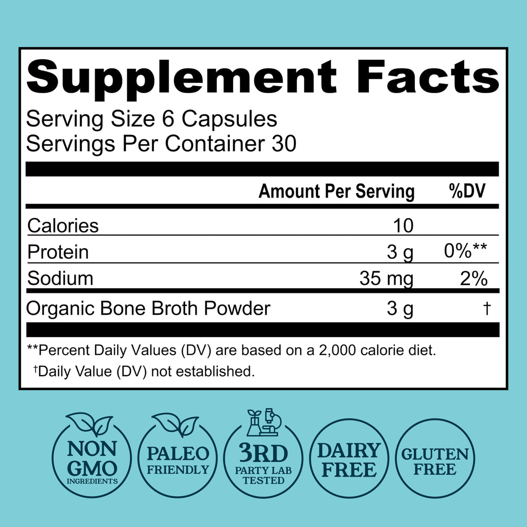 Bone Broth Capsules with Collagen, 180 Capsules D8409