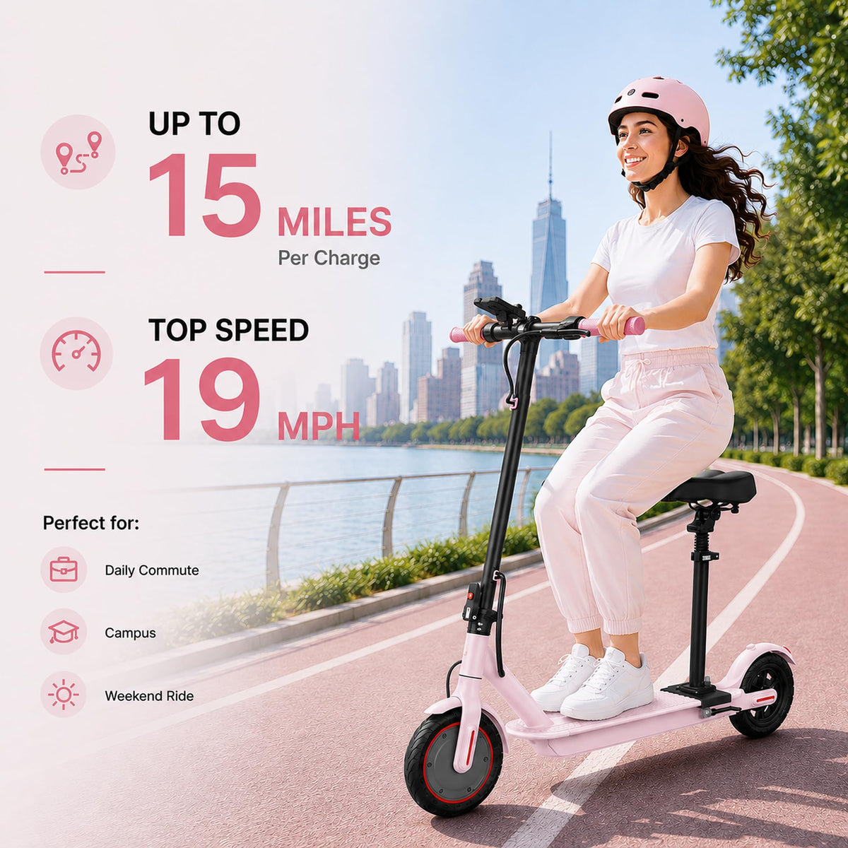 350W/500W Electric Scooter with Seat, Dual Suspension P995