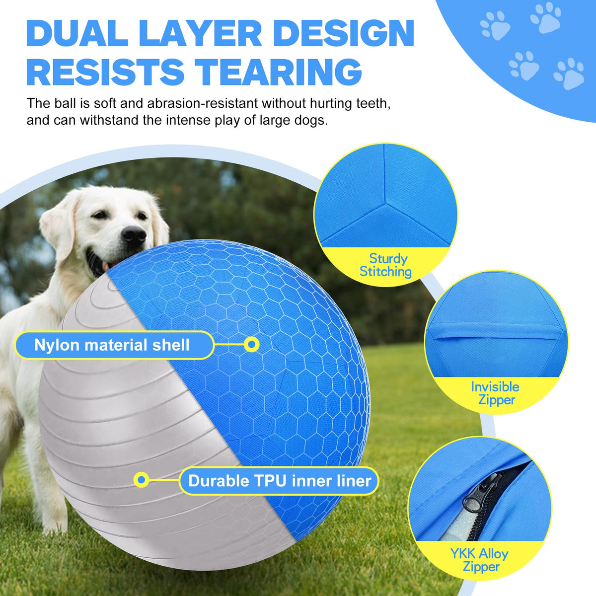 25" Waterproof Durable Dual-Layer Herding Ball for Dogs and Horses (Blue) P604