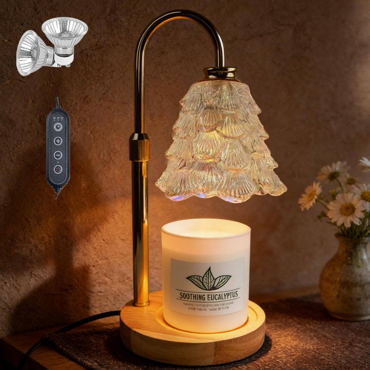 Candle Warmer Lamp with Timer Dimmable Adjustable Height O466789