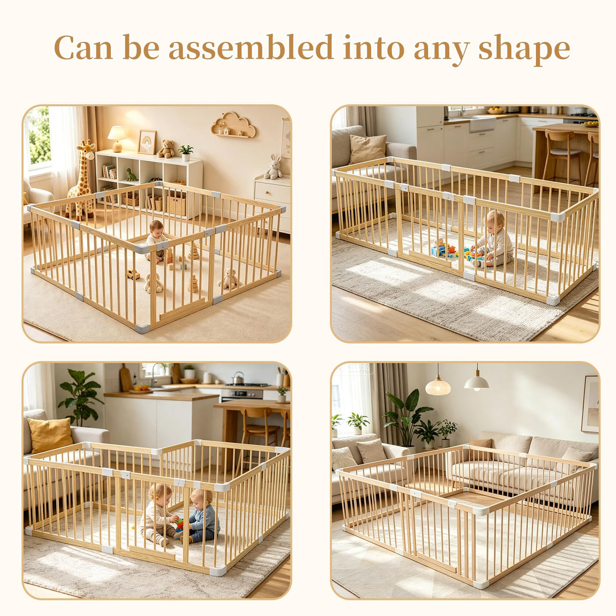 Wooden Baby Playpen 53"x53" R746630