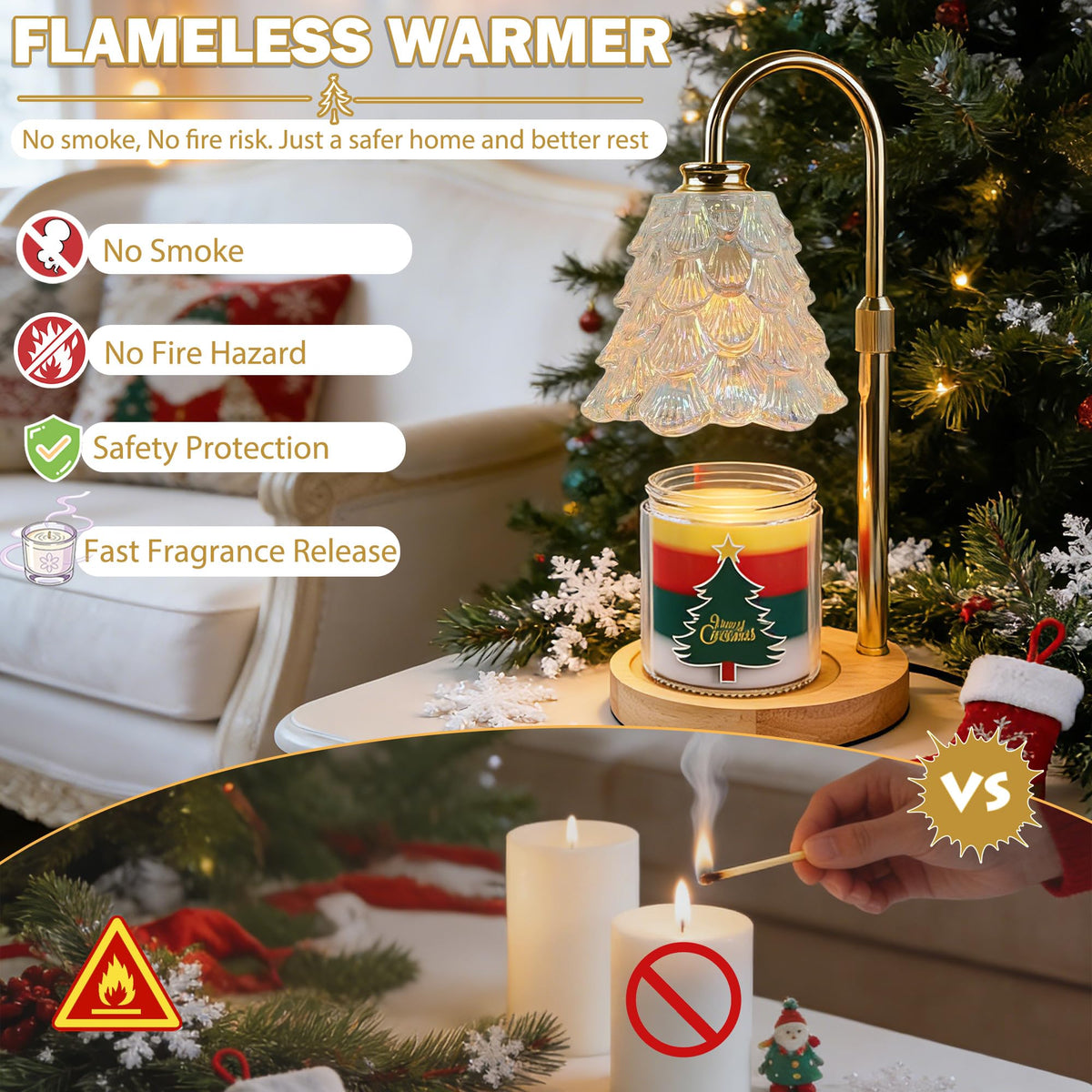 Candle Warmer Lamp with Timer Dimmable Adjustable Height O466789
