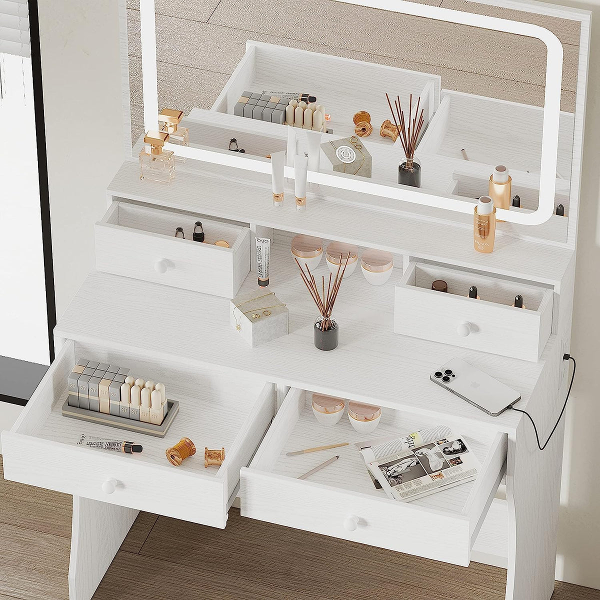 Vanity Desk with Charging Station B475
