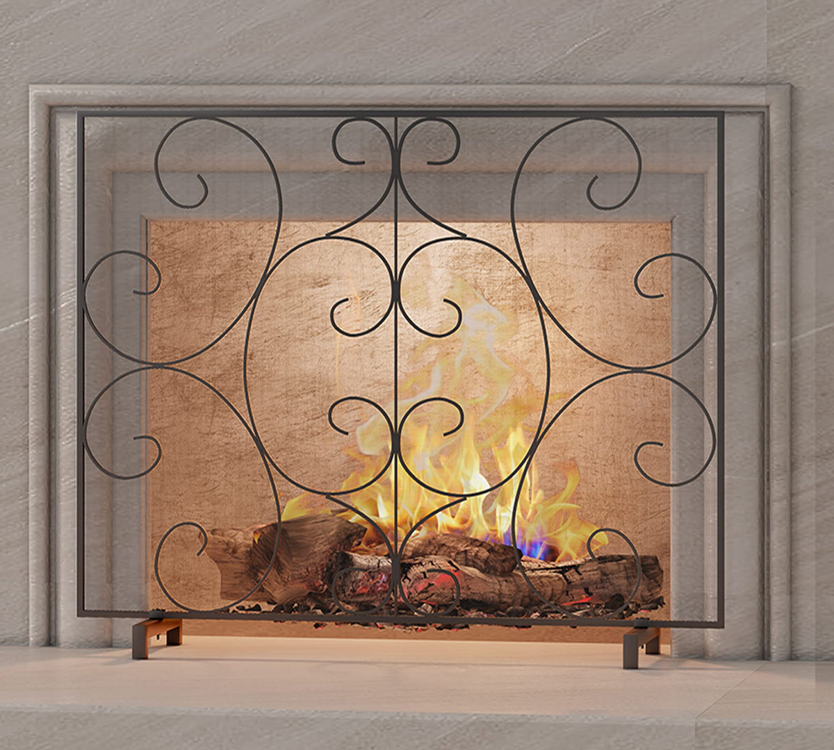 Handcrafted Metal Mesh Fireplace Screen L4197
