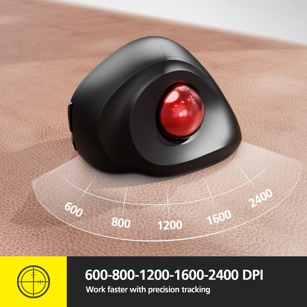 Wireless Ergonomic Trackball Mouse, 3 Adjustable DPI, Black G8101