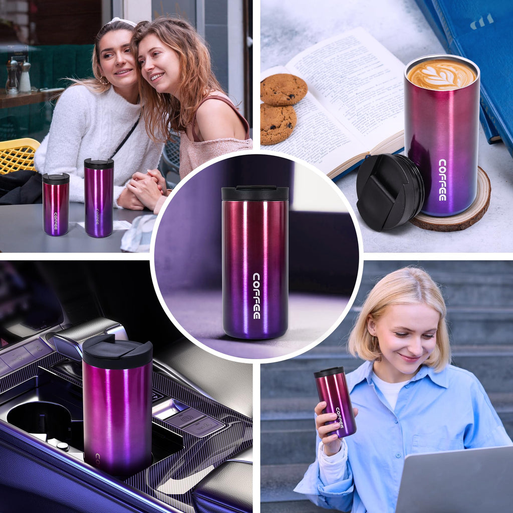 Insulated Coffee Mug 17oz 2 Pack Leak Proof Screw Lid V8190