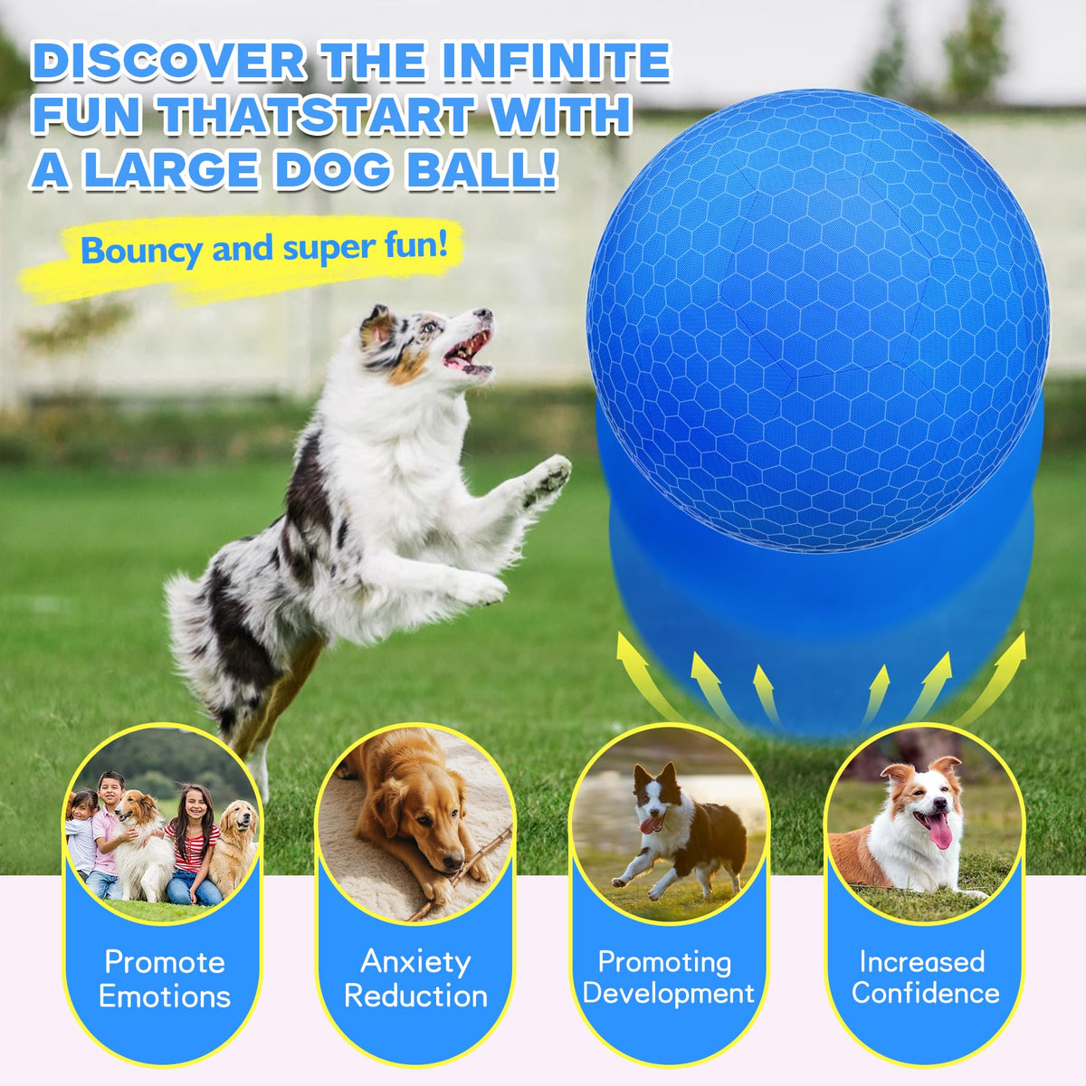 25" Waterproof Durable Dual-Layer Herding Ball for Dogs and Horses (Blue) P604