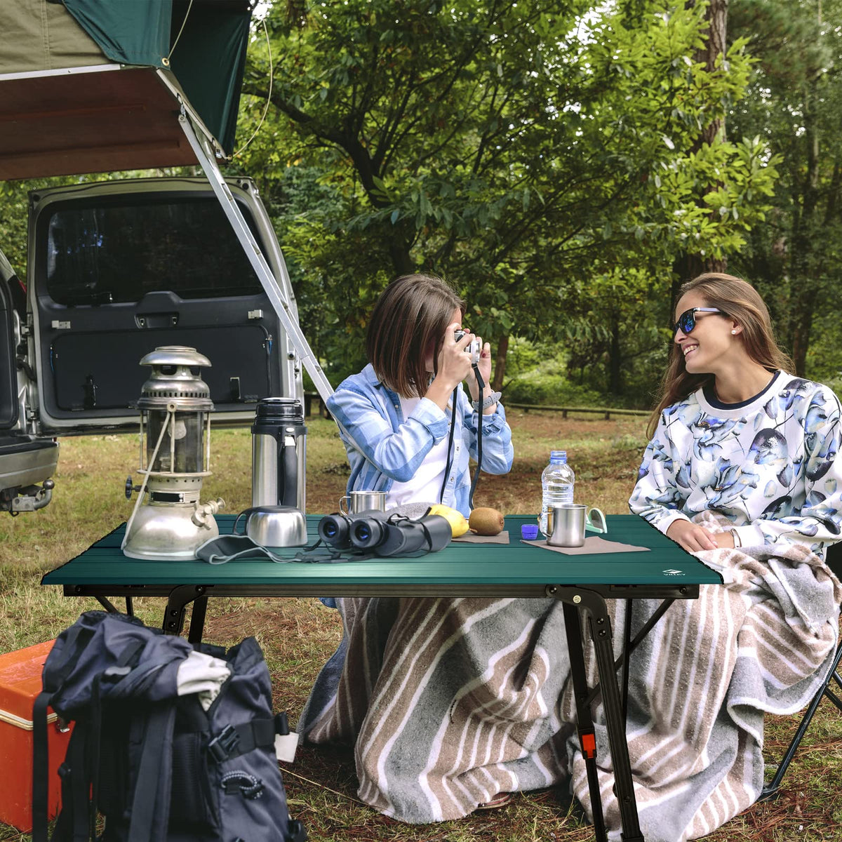 Portable Aluminum Camping Table with Adjustable Legs E848608