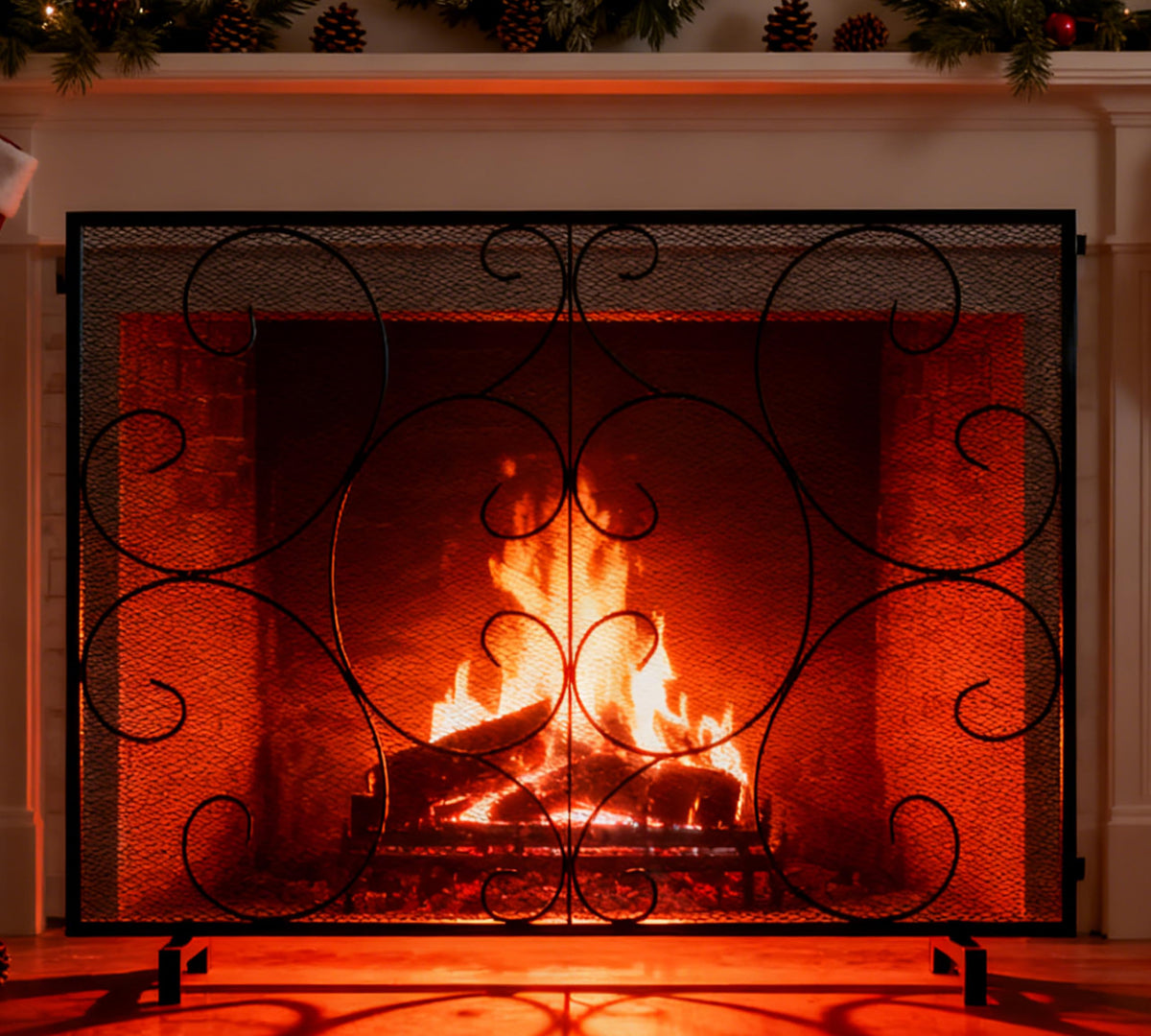 Handcrafted Metal Mesh Fireplace Screen L4197
