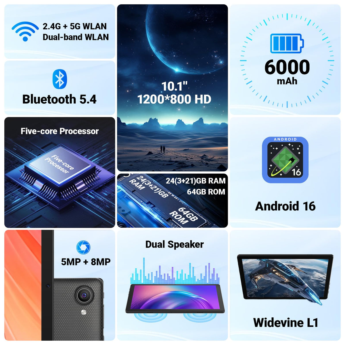 10.1" Android Tablet 24GB RAM 64GB ROM 6000mAh J576414