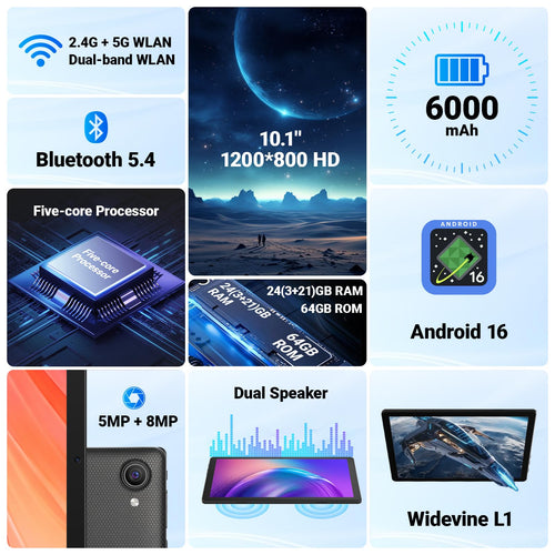 10.1" Android Tablet 24GB RAM 64GB ROM 6000mAh J576414