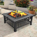 32 Inch Square Metal Wood Burning Fire Pit Y180583