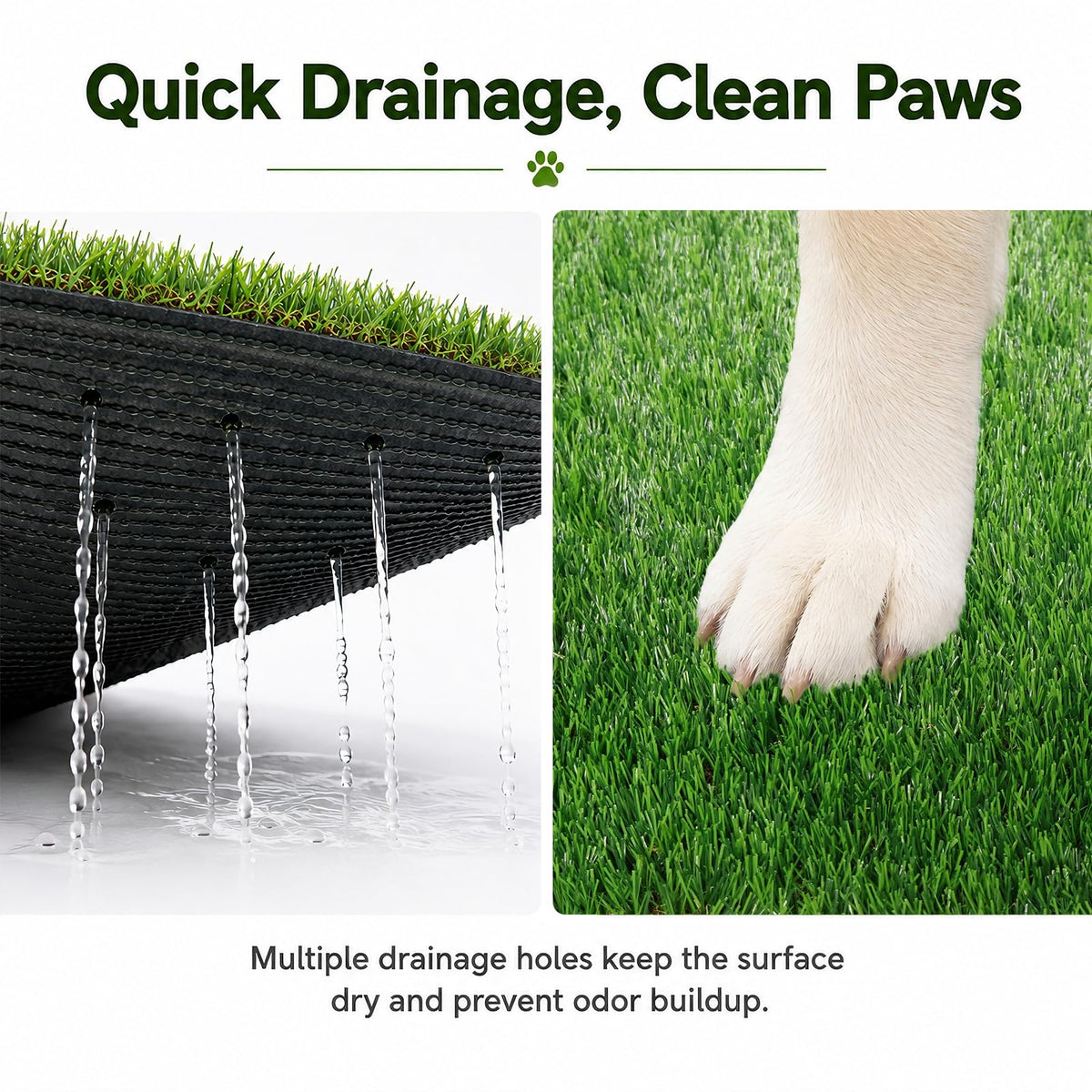 Dog Grass Pad with Tray 20" x 24" Artificial Grass Pee Pads with Non-Slip Grey Silicone Tray & 2 Replacement Grass Mats K4346